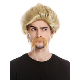 WIG ME UP - 0025-ZA89 Men's Moustache Wig Long Gaul Germane Bard Bull Cop 70s Blonde