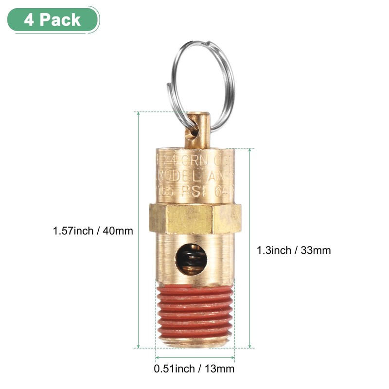 M METERXITY 4-Pack Air Compressor Pressure Release Safety Valve, 1/4"