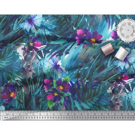 Soimoi Rayon Fabric Leaves & Floral Texture Print Fabric by The metre 42 Inch Wide