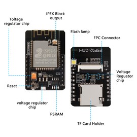APKLVSR ESP32 CAM WiFi Bluetooth Development Board, ESP32 2.4G DC 5V Dual-Core Board with OV2640 Camera TF Card with Antennas IPEX for Arduino (Pack of 3)