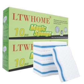LTWHOME High Quality Melamine Sponge, Kitchen Sponge, Commercial Use, Compression, 3.9 x 2.4 x 1.0 inches (100 x 60 x 25 mm), Pack of 20
