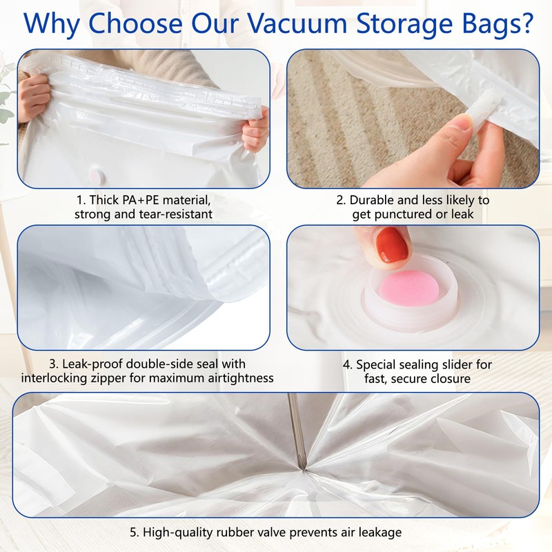 12 Pack Vacuum Storage Bags Space Saver Seal Bags for