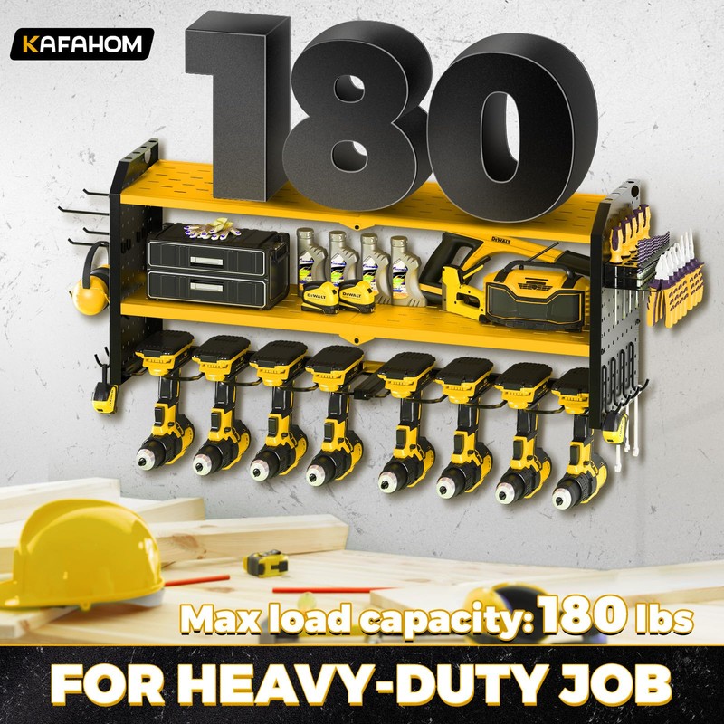 KAFAHOM Power Tool Organizer，Large 8 Drill Holder Wall Mount ，Heavy