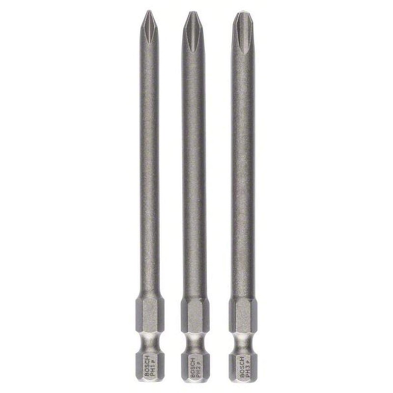 Bosch 2607001757 Screwdriver Bit Set: 3 Pieces, Hex Shaft: 0.25