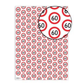 Brainbox Candy - 2 Sheets of Funny '60th Birthday' Wrapping Paper - Warning Sign Wrap - Sixty Wrap For Him Her Men Women Sixtieth Birthday Presents - Folded Quality Wrap