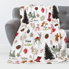 Luxury Plush Christmas Blanket Snowflake Xmas Tree Christmas Throw Blanket for Couch Lightweight Soft and Warm Throws Blankets for Sofa Bed Living Room in Fall Winter 50"x40"