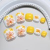 Daisy Flower False Toenails Glossy Yellow Press on Toenails Short