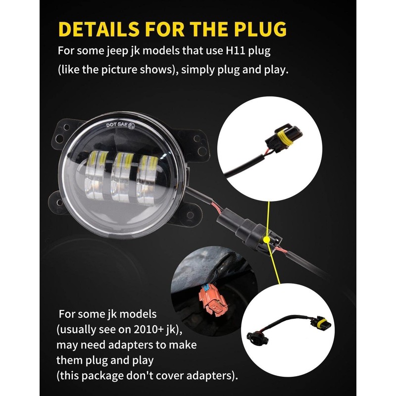 AUXLIGHT White 4 Inch LED Fog Lamps Replacements Compatible with