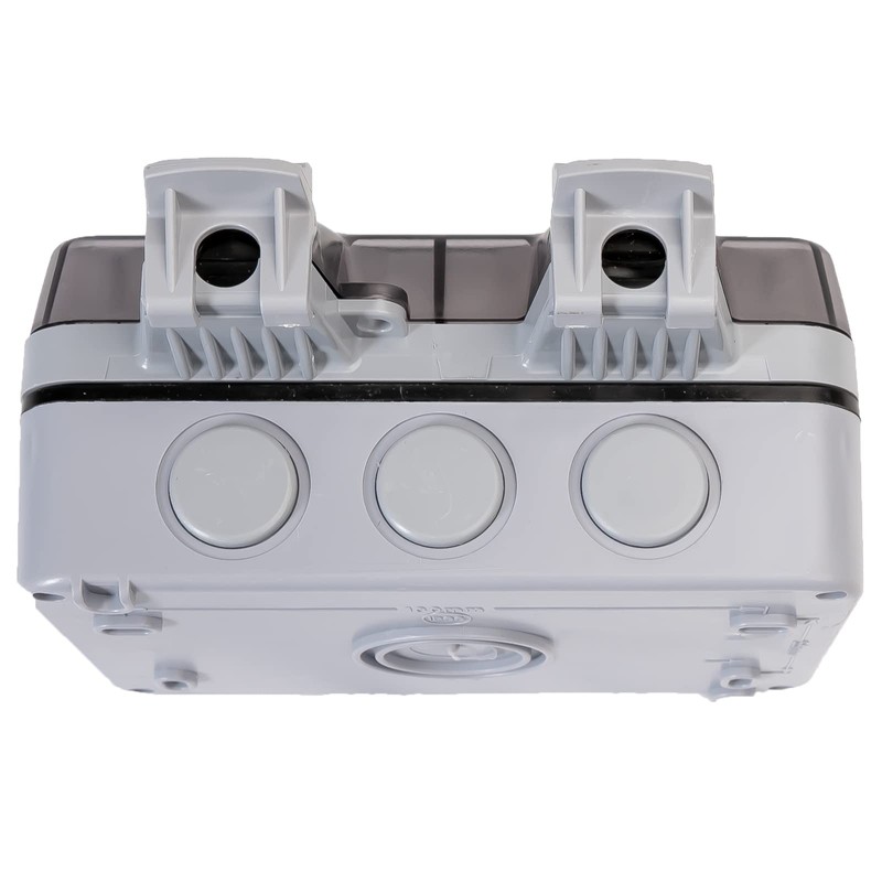 Grafner Outdoor Socket IP66, Waterproof, Dustproof, 2-Way, with Hinged Lid