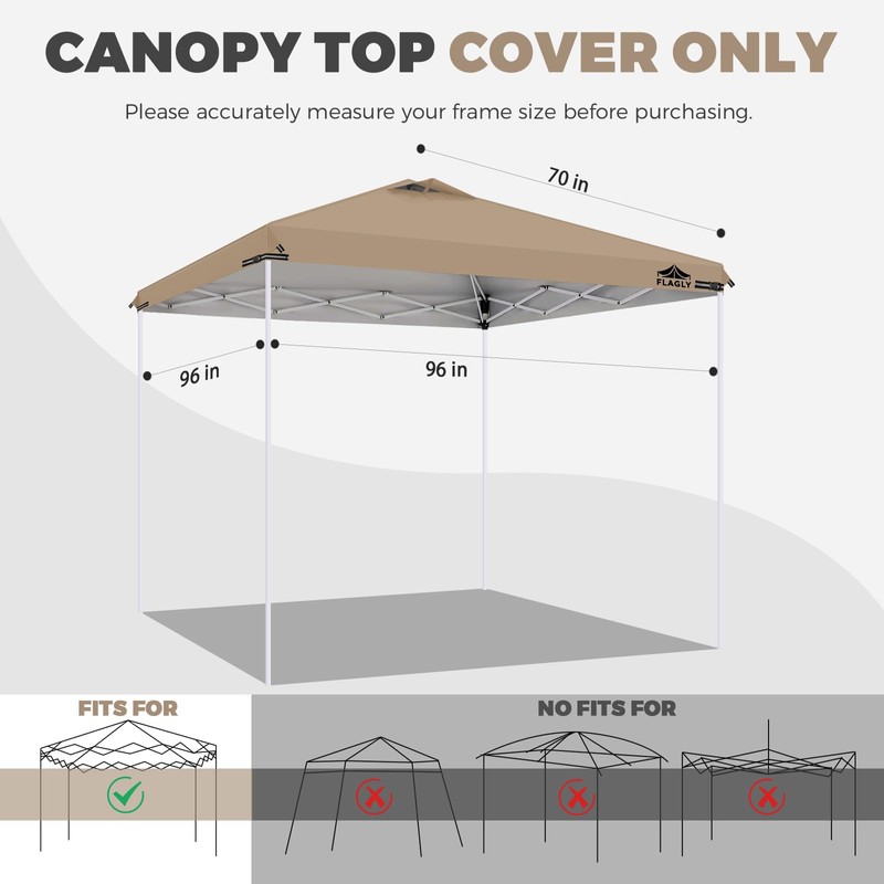 8x8ft Replacement Canopy Top with Air Vent, Waterproof & UV