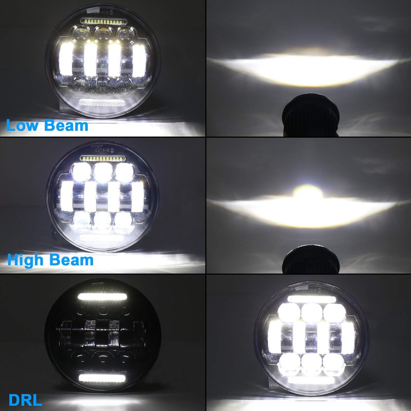 ZJUSDO Motorcycle 5.75inch Headlight with White DRL 5 3/4 Led