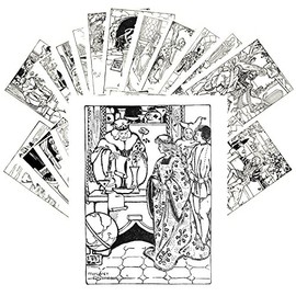 PIXILUV Vintage PostCards 24 pcs Court Jester Medieval Tales Vintage Book Engraving Illustration