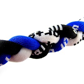 MapofBeauty 18" Sport Three Colors Three Braided Rope Tornado Necklace (Royal Blue/White/Black)
