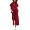Womens 2 Piece Outfits Sweatsuits Casual Pullover Short Sleeve Tops