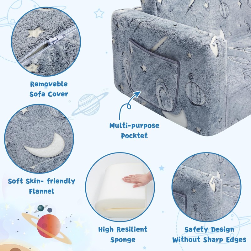 Toddler Chair Comfy,2-in-1 Soft Toddler Couch Fold Out for Kids,Convertible