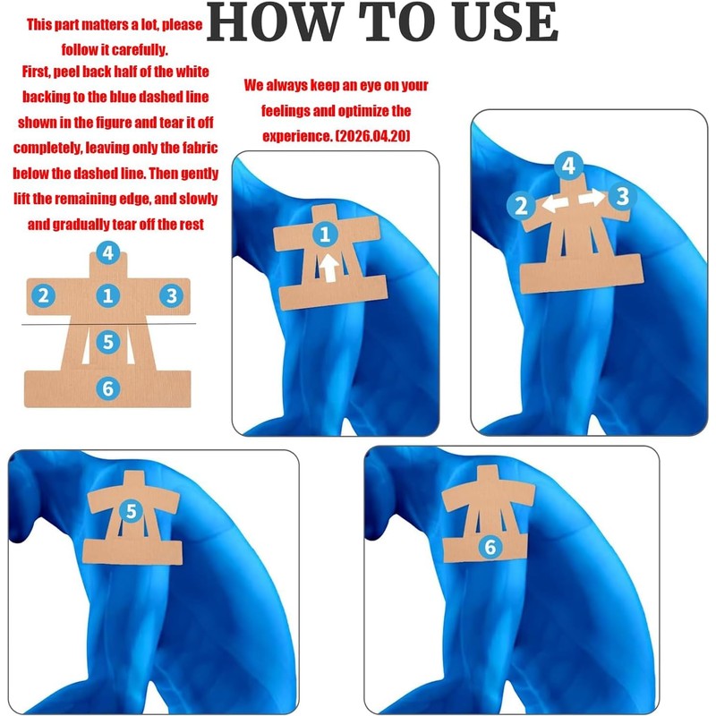 Winimcc Pre-Cut Kinesiology Shoulder Support Tape for Sport, 20 Pieces
