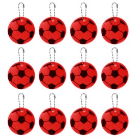 PATIKIL Reflective Keychain Tags, 12 Pack Reflective Football Pendant PVC High Visibility Reflector Tags Waterproof Safety Reflector for Backpack Handbag, Red