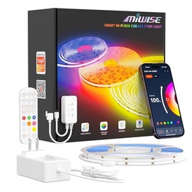 MIWISE Tira de luces LED RGB COB, luces de tira LED que cambian de color compatibles con Alexa/Google, iluminación LED flexible brillante de 24V con sincronización de música para dormitorio, cocina