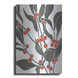 Luxe Metal Art 'Colorblock Berry Branch 2' by Emma Scarvey Metal Wall Art, 12" x 16"