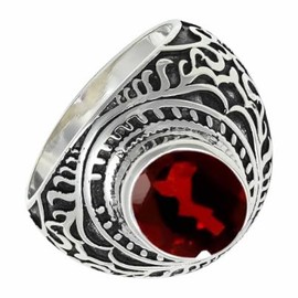 SILVERTROVE Granat Edelstein Sterling Silber Stilvoller Handgefertigter Band Ring Geschenkartikel für Männer und Frauen in allen Größen Schmuck CRG1219AB23_(69 (22.0))