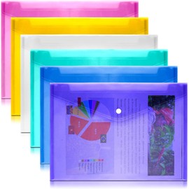 Carpeta de Plástico, A4 Sobres Folder Transparentes Plastico con Botón A Presión, 6 Piezas Carpeta de Color Transparente para Organizar La Escuela, El Hogar, El Trabajo y La Oficina (6 Colores)