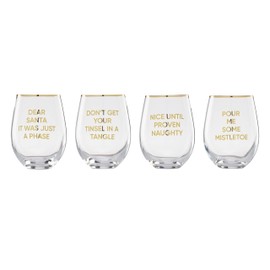 Cambridge Barware Hydration, Stemless Wine Glasses, Dear Santa