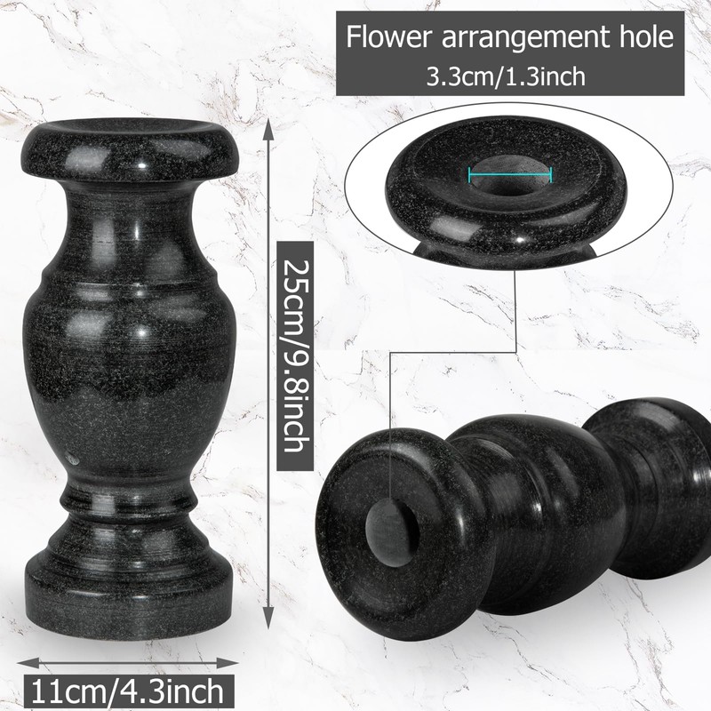 Cemetery Memorial Vase, Natural Granite Stone Flower Vases with Draining