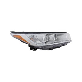Headlight Assembly Compatible with Toyota 2017 2018 2019 Highlander LE/LE Plus/XLE Halogen Headlamp w/o LED DRL w/Smoked Chrome Acent Bezel Right Side w/Bulb DOT/SAE TO2503251, 81110-0E330