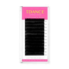 TDANCE Lash Extension Matte Black Eyelash Extension C CC D DD J B L Curl Volume & Classic Lash Extensions 0.03-0.18mm Thickness Professional Salon Use(0.18-D,10-17 mm)