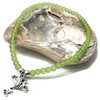 Lime Green Frosted Glass Bead Anklet with Silver Plated Frog