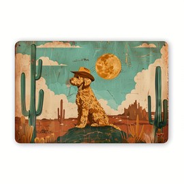 Vintage Poodle in the Desert Metal Tin Sign - Rust-Proof Iron Wall Art for Home, Bar, Cafe & Garage Decor, Easy Install, 12x8 Inches