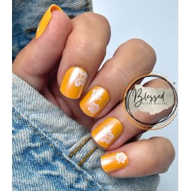 Red Aspen Press On Nails~ Teagan In The Tropics Short Square Orange Floral Glaze