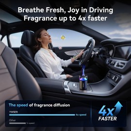 YWSER 2025 Upgraded Smart Car Air Freshener,Car Diffuser Pro,Ultrasonic Atomizer,Auto On/Off, Adjustable Modes,8 Ambient Lights,Long-lasting Premium Scents(Snow Mountain)