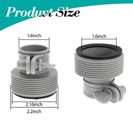 Nayciiy 2 Pcs 1.25 to 1.5 Type B Pool Hose Adapter Pool Hose Connector for Filter Pumps Saltwater System with Adjustment Hoop (Rubber)