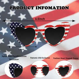 Usitty Fourth of July Sunglasses for Women - American Flag Heart Sunglasses Polarized Patriotic USA Glasses for 4th of July Accessories USA Flag Classic Patriot Independence Day Party Favor