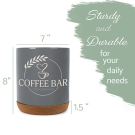 Elanze Designs Coffee Bar Love Is Brewing Barista Latte Ceramic Cork Bottom Gray Large Capacity Utensil Holder Crock for Countertop Storage, Stylish & Durable for Spoons, Spatulas, and Cooking Tools