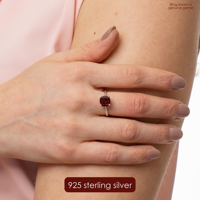 Blue Sapphire Ring for Women 925 Sterling Silver Cushion Cut