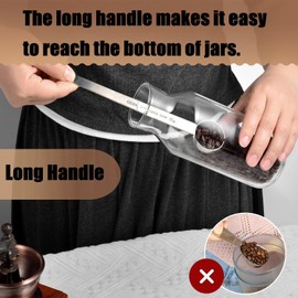 Coffee Scoop Spoon Set of 2, Stainless Steel Long Handle Measuring Spoons for Ground Coffee, Loose Tea and Powder, 1 Tablespoon/15ml, Dishwasher Safe