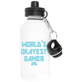 Worlds Okayest Gamer Aluminium Weiß Wasserflasche Mit Schraubverschluss White Water Bottle With Screw Cap