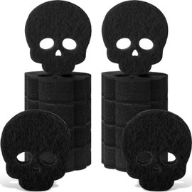 Tioncy 12 Pack Halloween Sponges Bulk Scrubber Black Skull Sponges Dual Sided Dishwashing Non Scratch Skull Kitchen Accessories Dish Scouring