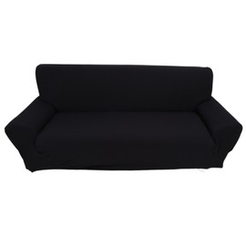 3 Seater Polyester Sofa Loveseat & Chair Cover Sofa Slipcover Couch Cover (Black)