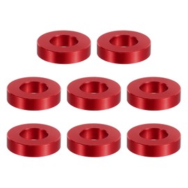 PATIKIL M10 Aluminum Spacer, 8 Pcs Metal Spacers Aluminum 10.5mm ID x 20mm OD x 5mm L Aluminum Spacer Screw Standoff Round for 2/5in or M10 Screw Bolt,Red
