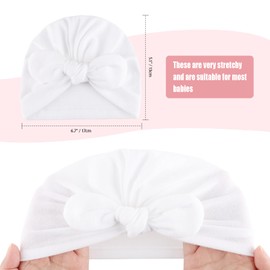 AQOKKA Newborn Baby Girl Hats with Bow Cotton Toddler Infant Beanie Cap Newborn Hospital Hats for Baby Girl Kid 0-24 Months