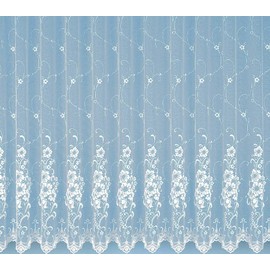 Elegant Jacquard Net Curtains Florentine Look Curtains Pure White with Flowers Requirements Tested High-Quality Floaty Drop... unpack, hang up, done! Type 261.