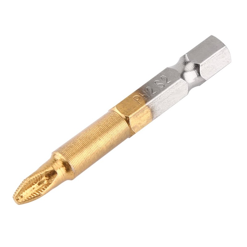 10 Titanium-Plated Non-Slip Bits 50Mm Long (Ph2 Head Type) PH2