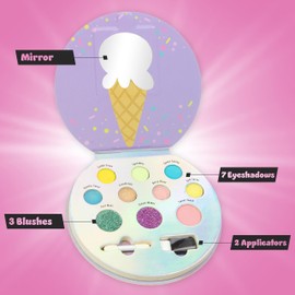 Cool Glisten & Glitter Makeup Palette 10 Color Eyeshadow & Blush Makeup Novelty Beauty Set, Fold Out Compact with Mirror, Cute Gifts - Washable, Non-Toxic