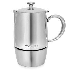 VeoHome Stovetop Espresso Coffee Maker - l Multi-Stove Stainless Steel Induction Moka Pot (300 mL)