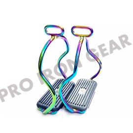 PRO IRON GEAR 4.75 INCH RAINBOW DOUBLE BENT STIRRUPS HORSE RIDING STAINLESS STEEL