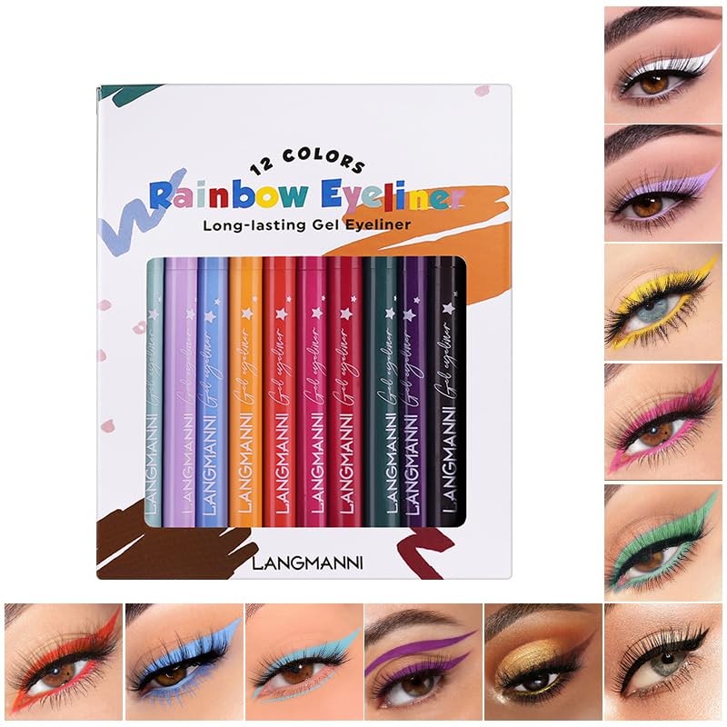 PRALOVIXAE 12 Colors Pro Eyeliner Set - High Pigmented, Waterproof