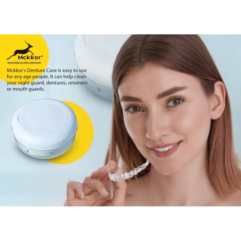 Mckkor Denture Case, Definitely No-Leak Portable Retainer Case Denture Bath